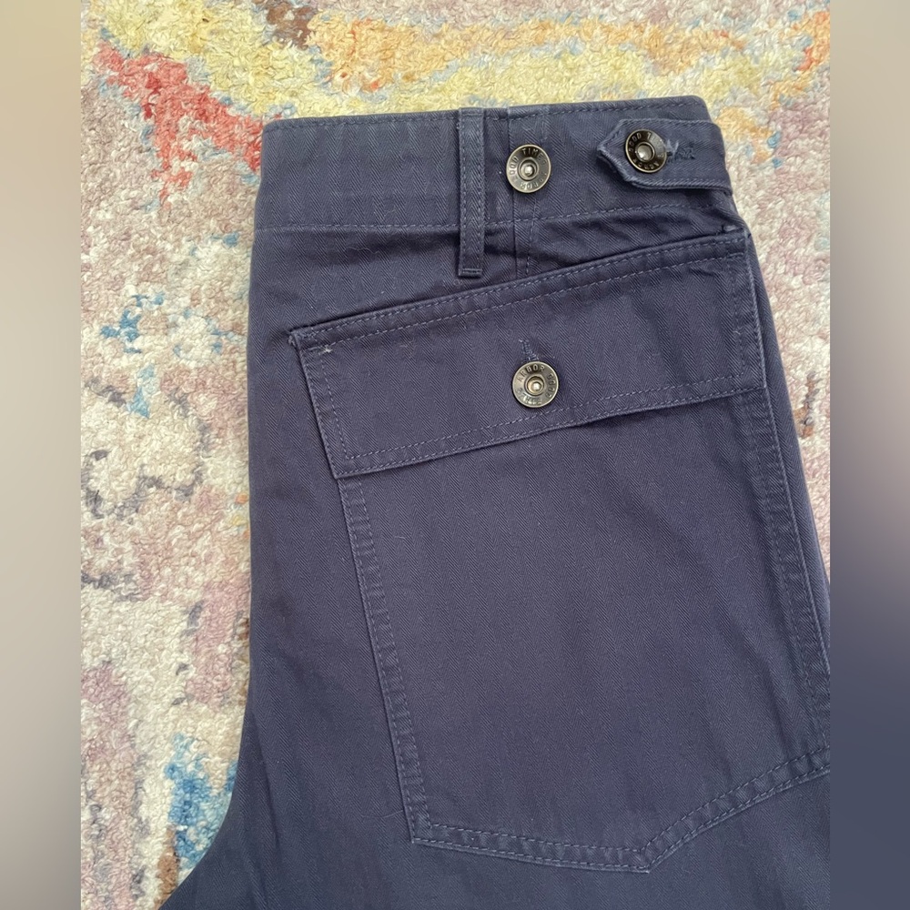 NWT Arbor Fatigue Pants (Organic Cotton Herringbone Button Fly Blue) - Picture 3 of 7
